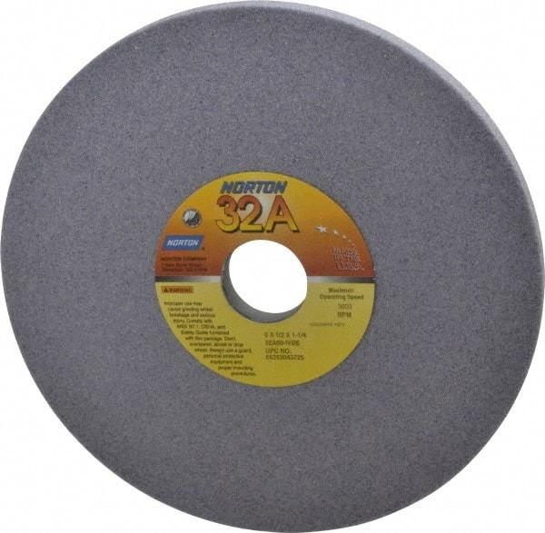 Norton - 8" Diam x 1-1/4" Hole x 1/2" Thick, I Hardness, 60 Grit Surface Grinding Wheel - Aluminum Oxide, Type 1, Medium Grade, 3,600 Max RPM, Vitrified Bond, No Recess - Apex Tool & Supply