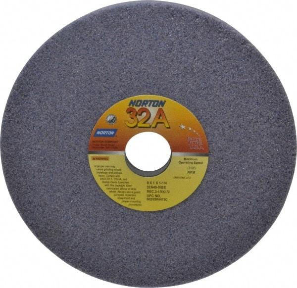 Norton - 8" Diam x 1-1/4" Hole x 1" Thick, I Hardness, 46 Grit Surface Grinding Wheel - Aluminum Oxide, Type 5, Coarse Grade, 3,105 Max RPM, Vitrified Bond, One-Side Recess - Apex Tool & Supply