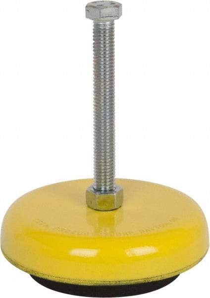 Tech Products - 1000 Lb Capacity, 1/2-13 Thread, Steel Stud, Studded Socket Mount Leveling Mount - 5" Stud Length, 4-3/4" Base Diam, Neoprene Pad, 1/2" Hex - Apex Tool & Supply