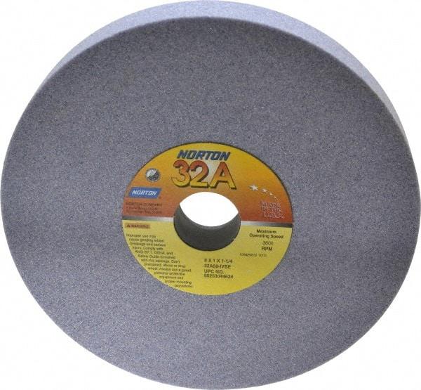 Norton - 8" Diam x 1-1/4" Hole x 1" Thick, I Hardness, 60 Grit Surface Grinding Wheel - Aluminum Oxide, Type 1, Medium Grade, 3,600 Max RPM, Vitrified Bond, No Recess - Apex Tool & Supply
