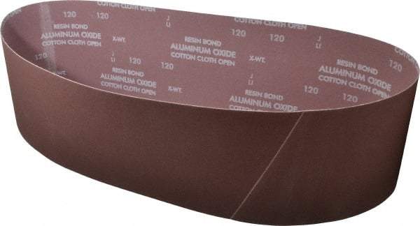 Norton - 6" Wide x 48" OAL, 120 Grit, Aluminum Oxide Abrasive Belt - Aluminum Oxide, Fine, Coated, X Weighted Cloth Backing, Series R228 - Apex Tool & Supply