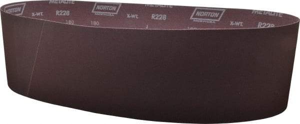 Norton - 6" Wide x 48" OAL, 180 Grit, Aluminum Oxide Abrasive Belt - Aluminum Oxide, Very Fine, Coated, X Weighted Cloth Backing, Series R228 - Apex Tool & Supply