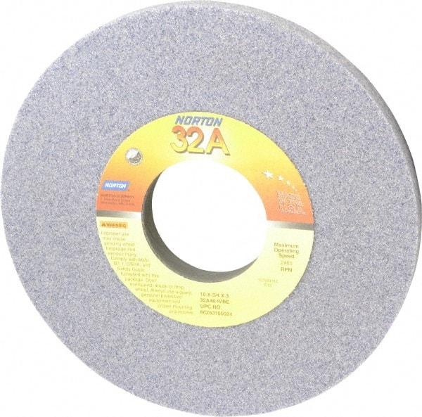 Norton - 10" Diam x 3" Hole x 3/4" Thick, I Hardness, 46 Grit Surface Grinding Wheel - Aluminum Oxide, Type 1, Coarse Grade, 2,485 Max RPM, Vitrified Bond, No Recess - Apex Tool & Supply
