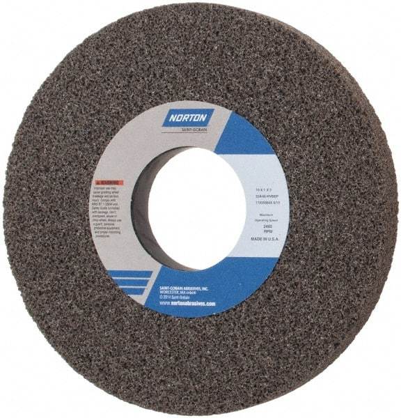 Norton - 10" Diam x 3" Hole x 1" Thick, H Hardness, 46 Grit Surface Grinding Wheel - Aluminum Oxide, Type 1, Coarse Grade, 2,485 Max RPM, Vitrified Bond, No Recess - Apex Tool & Supply