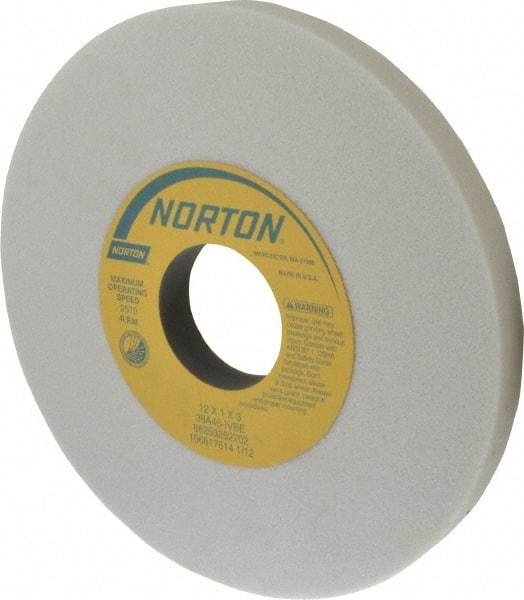 Norton - 12" Diam x 3" Hole x 1" Thick, I Hardness, 46 Grit Surface Grinding Wheel - Aluminum Oxide, Type 1, Coarse Grade, 2,070 Max RPM, Vitrified Bond, No Recess - Apex Tool & Supply