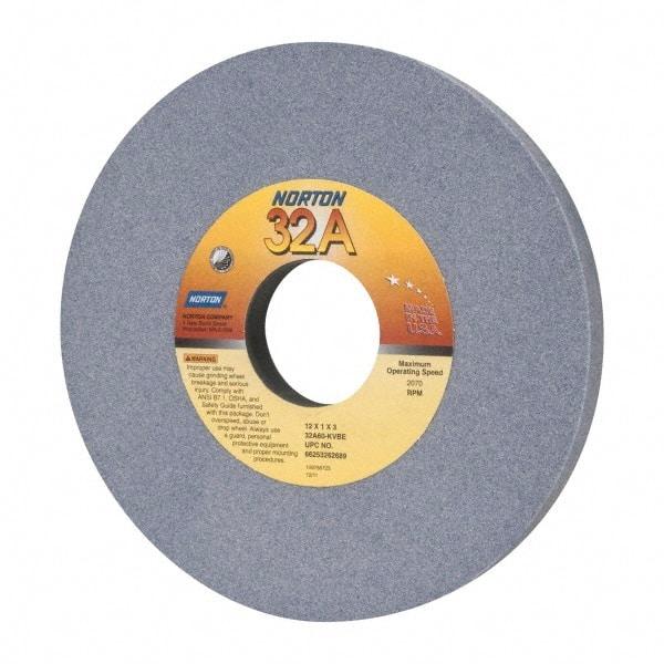 Norton - 12" Diam x 3" Hole x 1" Thick, K Hardness, 60 Grit Surface Grinding Wheel - Aluminum Oxide, Type 1, Medium Grade, 2,070 Max RPM, Vitrified Bond, No Recess - Apex Tool & Supply