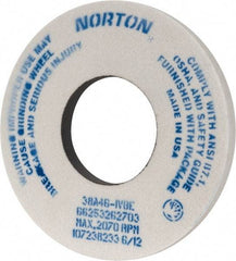 Norton - 12" Diam x 5" Hole x 1" Thick, I Hardness, 46 Grit Surface Grinding Wheel - Aluminum Oxide, Type 1, Coarse Grade, 2,070 Max RPM, Vitrified Bond, No Recess - Apex Tool & Supply