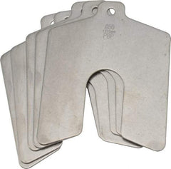 Made in USA - 5 Piece, 3 Inch Long x 3 Inch Wide x 0.05 Inch Thick, Slotted Shim Stock - Stainless Steel, 3/4 Inch Wide Slot - Apex Tool & Supply