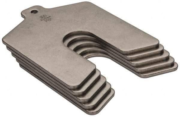 Made in USA - 5 Piece, 3 Inch Long x 3 Inch Wide x 0.1 Inch Thick, Slotted Shim Stock - Stainless Steel, 3/4 Inch Wide Slot - Apex Tool & Supply