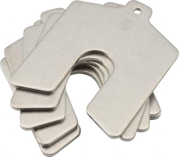 Made in USA - 5 Piece, 3 Inch Long x 3 Inch Wide x 0.125 Inch Thick, Slotted Shim Stock - Stainless Steel, 3/4 Inch Wide Slot - Apex Tool & Supply