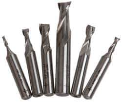 Cleveland - 1/8 to 1/2", 2 Flute End Mill Set - Uncoated, Cobalt, Centercutting - Apex Tool & Supply