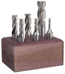 Cleveland - 1/8 to 1/2", 4 Flute End Mill Set - Uncoated, Cobalt, Centercutting - Apex Tool & Supply
