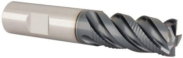 Iscar - 3/4" Diam, 1-1/2" LOC, 4 Flute Solid Carbide Roughing & Finishing Corner Chamfer End Mill - TiAlN Finish, 4" OAL, 3/4" Shank Diam, Weldon Shank, 45° Helix, Centercutting - Apex Tool & Supply