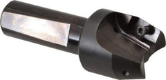 Kyocera - 15° Lead Angle, 1.3" Max Cut Diam, 1" Min Cut Diam, 0.613" Max Depth of Cut, Indexable Chamfer and Angle End Mill - 2 Inserts, APET 1604 Insert Style, 3-1/4" Overall Length, Straight Shank, 30° Included Angle - Apex Tool & Supply