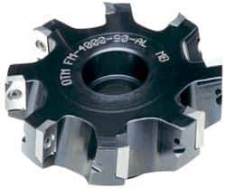 Kyocera - 8 Inserts, 4" Cut Diam, 1-1/4" Arbor Diam, 0.64" Max Depth of Cut, Indexable Square-Shoulder Face Mill - 0/90° Lead Angle, 1.57" High, APET 1604 Insert Compatibility, Series FM--AL - Apex Tool & Supply
