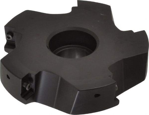 Kyocera - 5 Inserts, 4" Cut Diam, 1" Arbor Diam, 0.64" Max Depth of Cut, Indexable Square-Shoulder Face Mill - 0/90° Lead Angle, 1.57" High, APET 1604 Insert Compatibility, Series FM--AL - Apex Tool & Supply