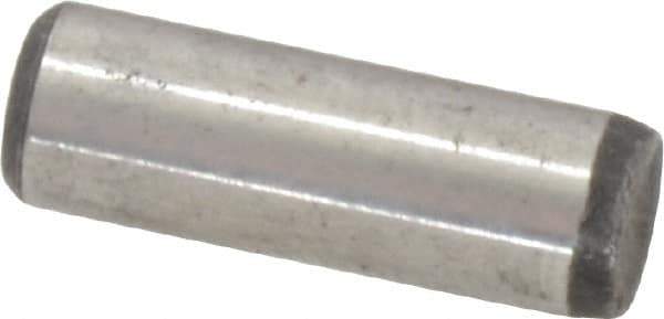 Value Collection - 1/4" Diam x 3/4" Pin Length Grade 8 Alloy Steel Standard Dowel Pin - C 50-58 Hardness, 12,800 Lb Breaking Strength, 1 Beveled & 1 Rounded End - Apex Tool & Supply