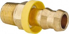 Eaton - 1/2" ID 3/8-18 NPT Barbed Push On Male Connector - 15/16" Cut Off Allowance, 1.85" Long, 11/16" Hex, Brass - Apex Tool & Supply