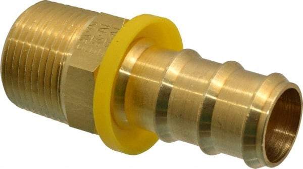 Eaton - 3/4" ID 3/4-14 NPT Barbed Push On Male Connector - 1-1/4" Cut Off Allowance, 2.66" Long, 1-1/16" Hex, Brass - Apex Tool & Supply