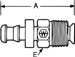 Eaton - 1/2" ID 3/4-18 NPT Barbed Push On Inverted Male Swivel Connector - 1-1/4" Cut Off Allowance, 2.24" Long, 3/4" Hex, Brass - Apex Tool & Supply