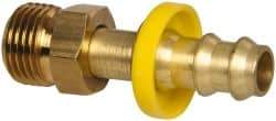 Eaton - 3/8" ID 5/8-18 NPT Barbed Push On Inverted Male Swivel Connector - 1-3/16" Cut Off Allowance, 2.02" Long, 5/8" Hex, Brass - Apex Tool & Supply
