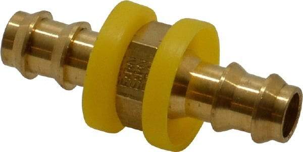 Eaton - 3/8" ID Barbed Push On Mender - 7/16" Cut Off Allowance, 1.97" Long, 5/8" Hex, Brass - Apex Tool & Supply