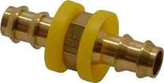 Eaton - 3/8" ID Barbed Push On Mender - 7/16" Cut Off Allowance, 1.97" Long, 5/8" Hex, Brass - Apex Tool & Supply