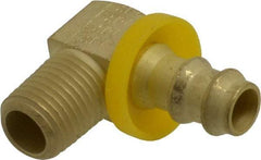 Eaton - 3/8" ID 1/4-18 NPT Barbed Push On Male Elbow - 3/8" Cut Off Allowance, 9/16" Hex, Brass - Apex Tool & Supply