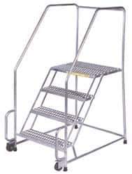 Ballymore - 83" 5 Step Ladder - Tilt & Roll Safety Ladder, 450 Lb Capacity, 50" Platform Height, 20" Base Width x 49" Depth, Perforated Tread - Apex Tool & Supply