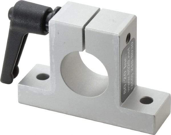 80/20 Inc. - 3 Inch Wide x 2-1/8 Inch High x 7/8 Inch Deep Horizontal Quick Clamp - 1.004 Inch Hole x 0.257 Inch Bolt Hole Diameter - Apex Tool & Supply