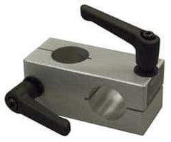 80/20 Inc. - 2 Inch Wide x 2 Inch High x 3 Inch Deep Quick Stanchion Cross Clamp - 1.004 Inch Hole x 0.257 Inch Bolt Hole Diameter - Apex Tool & Supply