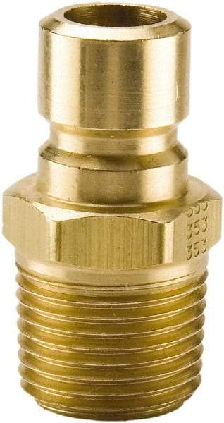 Parker - 3/8 NPTF Brass Hydraulic Hose Male Pipe Thread Nipple - 200 psi, 12 GPM, Series Moldmate - Apex Tool & Supply