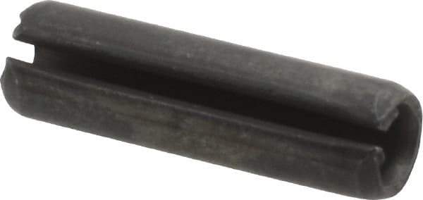 Made in USA - 1/4" Diam x 7/8" Long Slotted Spring Pin - Grade 1070-1090 Alloy Steel, Black Oxide Finish - Apex Tool & Supply