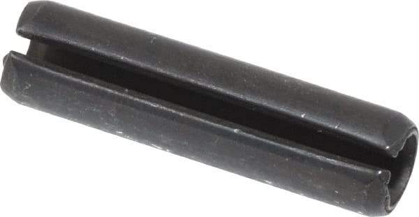 Made in USA - 1/4" Diam x 1" Long Slotted Spring Pin - Grade 1070-1090 Alloy Steel, Black Oxide Finish - Apex Tool & Supply
