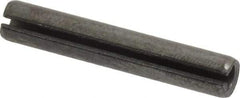 Made in USA - 1/4" Diam x 1-1/2" Long Slotted Spring Pin - Grade 1070-1090 Alloy Steel, Black Oxide Finish - Apex Tool & Supply