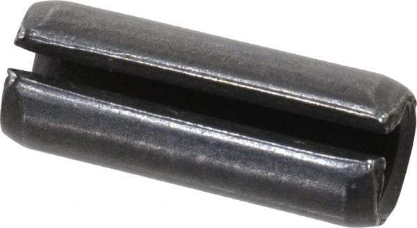 Made in USA - 3/8" Diam x 1" Long Slotted Spring Pin - Grade 1070-1090 Alloy Steel, Black Oxide Finish - Apex Tool & Supply