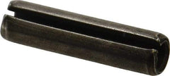 Made in USA - 3/8" Diam x 1-1/2" Long Slotted Spring Pin - Grade 1070-1090 Alloy Steel, Black Oxide Finish - Apex Tool & Supply