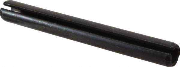 Made in USA - 3/8" Diam x 3-1/4" Long Slotted Spring Pin - Grade 1070-1090 Alloy Steel, Black Oxide Finish - Apex Tool & Supply
