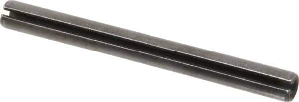 Made in USA - 3/8" Diam x 4" Long Slotted Spring Pin - Grade 1070-1090 Alloy Steel, Black Oxide Finish - Apex Tool & Supply