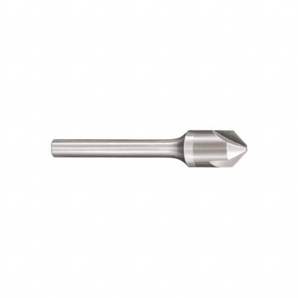 SGS - 3/8" Head Diam, 1/4" Shank Diam, 3 Flute 60° Solid Carbide Countersink - Apex Tool & Supply