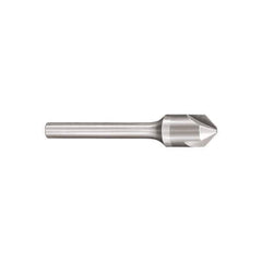 SGS - 1" Head Diam, 1/2" Shank Diam, 3 Flute 82° Solid Carbide Countersink - Bright Finish, 3-1/4" OAL, Single End, Straight Shank, Right Hand Cut - Apex Tool & Supply