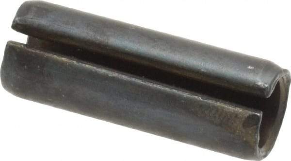 Made in USA - 7/16" Diam x 1-1/4" Long Slotted Spring Pin - Grade 1070-1090 Alloy Steel, Black Oxide Finish - Apex Tool & Supply