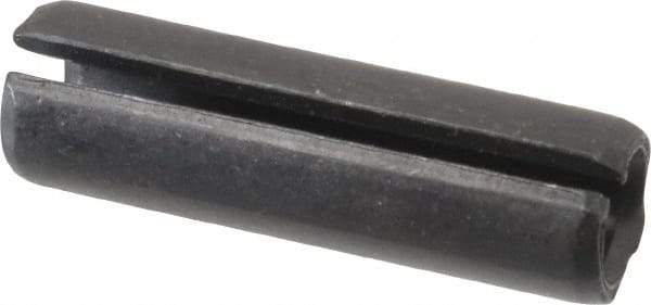 Made in USA - 7/16" Diam x 1-1/2" Long Slotted Spring Pin - Grade 1070-1090 Alloy Steel, Black Oxide Finish - Apex Tool & Supply