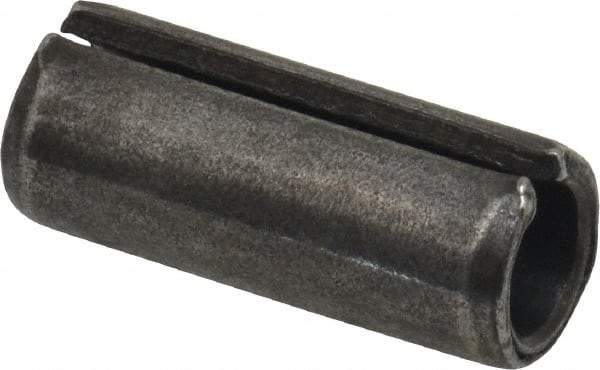 Made in USA - 1/2" Diam x 1-1/4" Long Slotted Spring Pin - Grade 1070-1090 Alloy Steel, Black Oxide Finish - Apex Tool & Supply