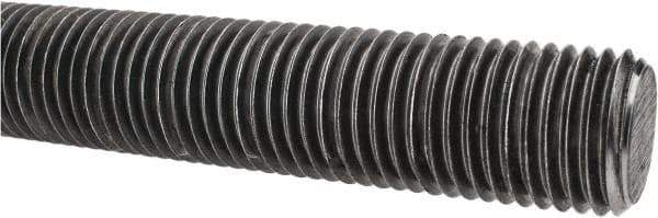 Made in USA - 1-1/4-7 UNC (Coarse), 3' Long, Low Carbon Steel Threaded Rod - Oil Finish Finish, Right Hand Thread - Apex Tool & Supply