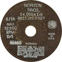 Norton - 5" Ceramic Cutoff Wheel - 1/16" Thick, 7/8" Arbor - Apex Tool & Supply