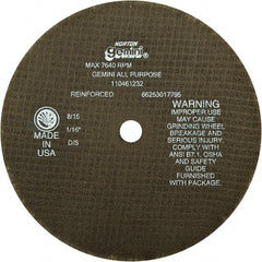 Norton - 8" Aluminum Oxide Cutoff Wheel - 1/16" Thick, 5/8" Arbor - Apex Tool & Supply