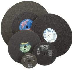 Norton - 12" 36 Grit Aluminum Oxide Cutoff Wheel - 3/32" Thick, 1" Arbor, 5,095 Max RPM, Use with Stationary Tools - Apex Tool & Supply