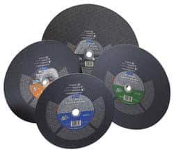 Norton - 14" 16 Grit Silicon Carbide Cutoff Wheel - 3/16" Thick, 1" Arbor, 4,365 Max RPM, Use with Portable Tools - Apex Tool & Supply