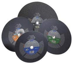 Norton - 14" 16 Grit Silicon Carbide Cutoff Wheel - 3/16" Thick, 1" Arbor, 4,365 Max RPM, Use with Portable Tools - Apex Tool & Supply